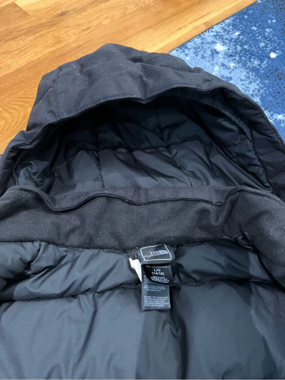The North Face Kids Black Hooded Puffer Coat